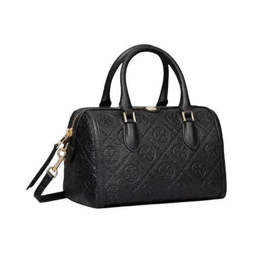 Tory Burch T Monogram Pebble Petite Barrel Bag 'Black'