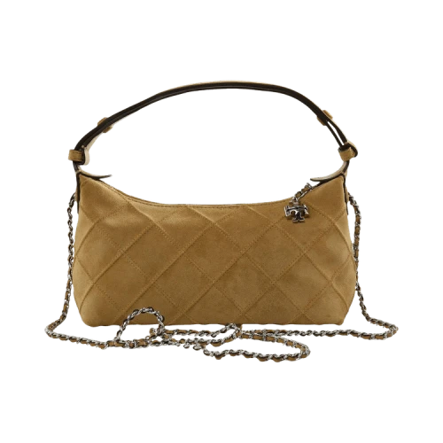 Tory Burch Fleming Suede Pochette 'Stone'