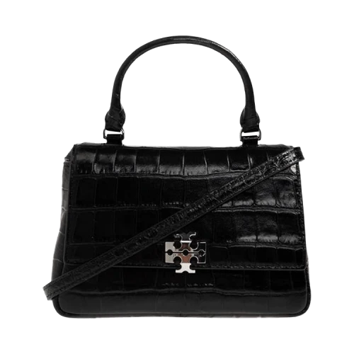 Tory Burch Charlie Embossed Croc Top Handle Chain Wallet 'Black'
