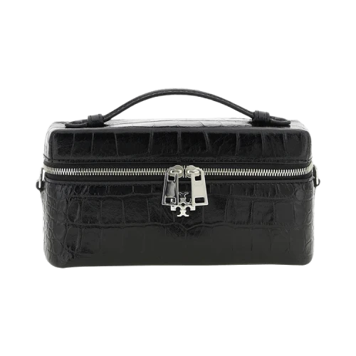 Tory Burch Charlie Embossed Croc East-West Vanity Case 'Black'