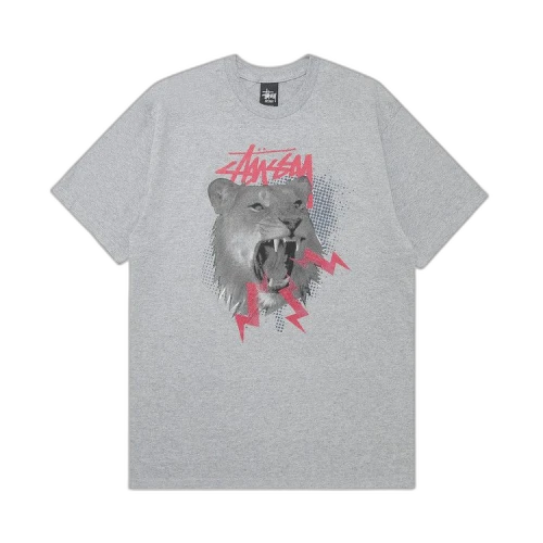 Stussy Pop Lion Tee 'Grey Heather'