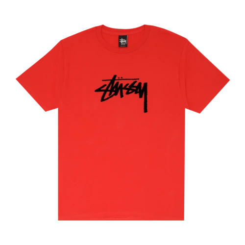 Stussy Flock Stock Tee 'Red'
