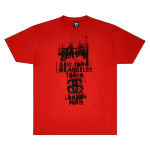Stussy World Tour Paint Tee 'Bright Red'