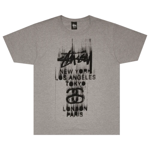 Stussy World Tour Paint Tee 'Grey Heather'
