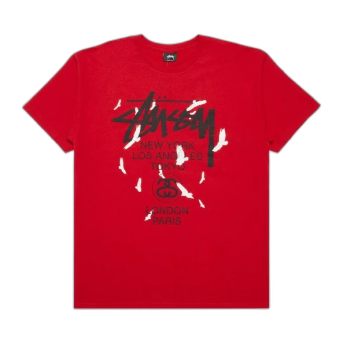 Stussy World Tour Birds Tee 'Brite Red'