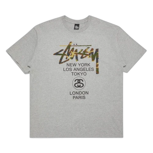 Stussy Camo World Tour Tee 'Grey Heather'
