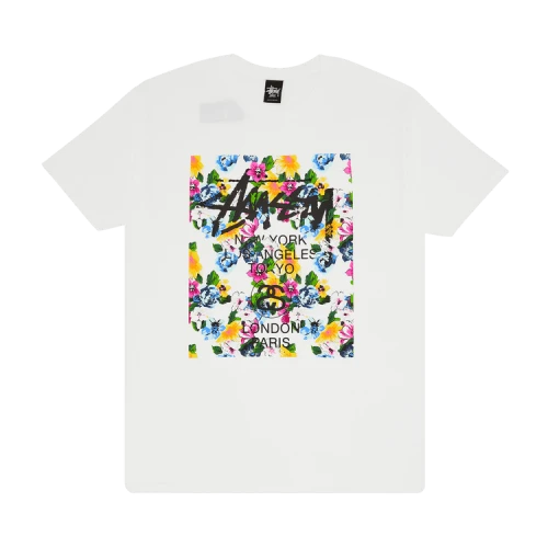 Stussy World Tour Flower Block Tee 'White'