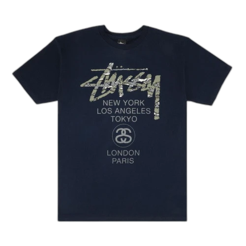 Stussy World Tour Camo Tee 'Navy'