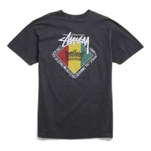 Stussy Reggae Diamond Tee Crown Printing Short Sleeve Unisex Black