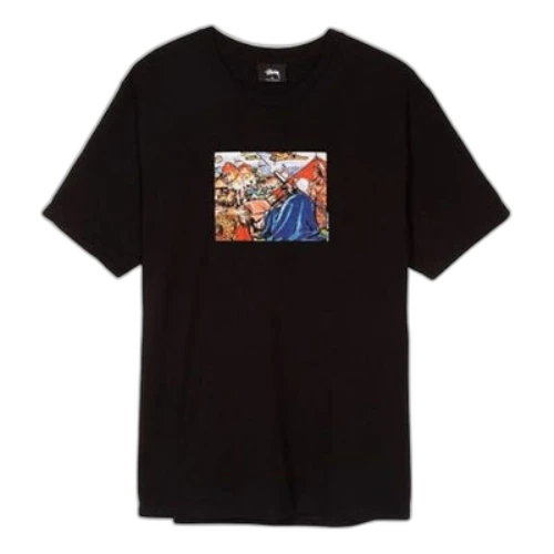 Stussy Selassie Printing Short Sleeve Black
