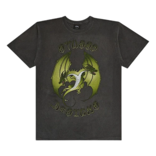 Stussy Double Dragon Pigment Dyed Tee 'Black'
