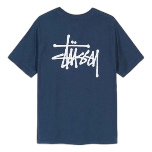 Stussy Basic Tee Classic Printing Short Sleeve Unisex Navy Blue
