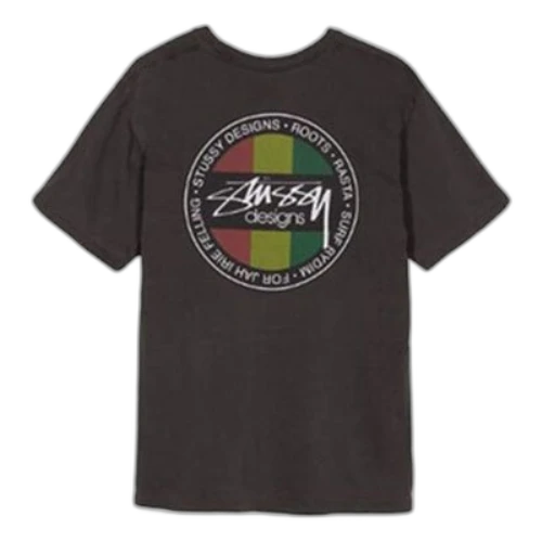 Stussy Rasta Sk8 Tee Printing Short Sleeve Unisex Black