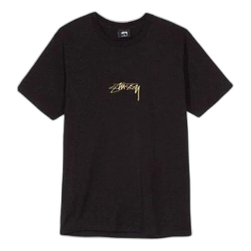 Stussy Smooth Stock Tee Embroidered Alphabet Logo Short Sleeve Unisex Black