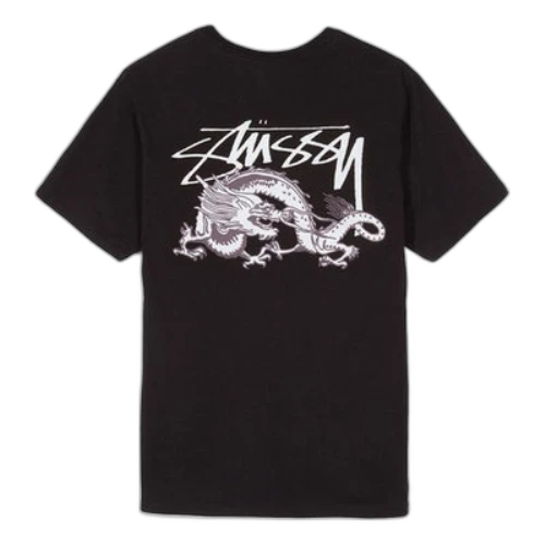 Stussy Dynasty Classic Dragon Printing Short Sleeve Unisex Black