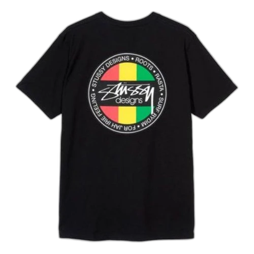 Stussy Surf Dot Tee Back Printing Short Sleeve Unisex Black