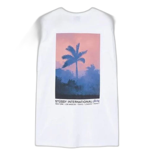 Stussy Fire Palm Tee Pattern Short Sleeve Unisex White
