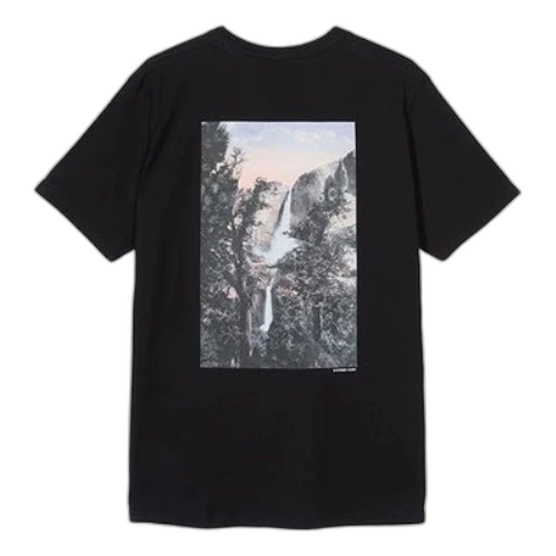 Stussy Falls Tee Classic Poster Printing Short Sleeve Unisex Black