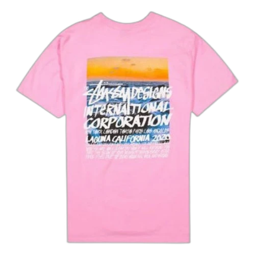 Stussy Clear Day Tee Printing Short Sleeve Unisex Pink