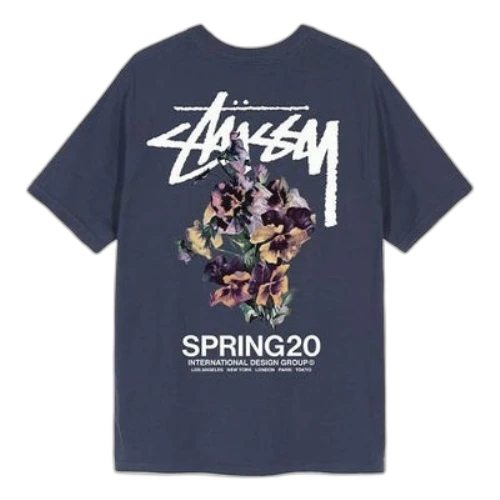 Stussy SS20 BOUQUET TEE Short Sleeve t Unisex Navy Blue