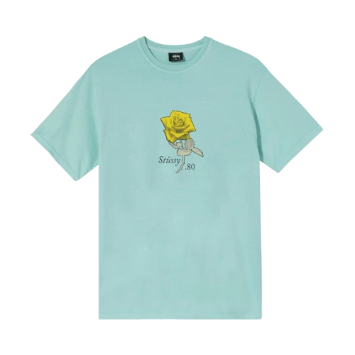 Stussy 80 Rose Pigment Dyed Tee 'Aqua'