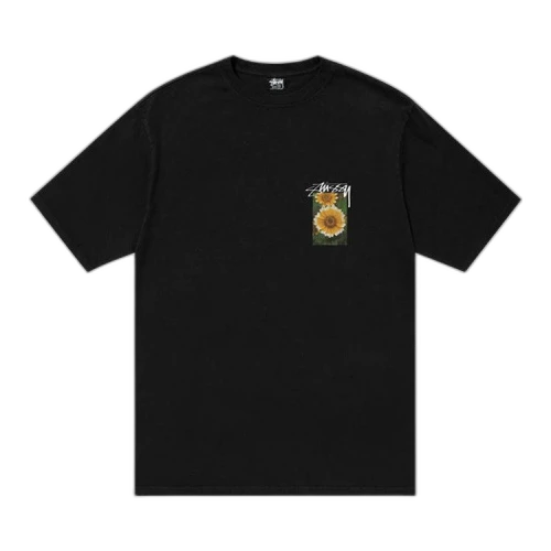Stussy Flower Grid Pigment Dyed Tee 'Black'