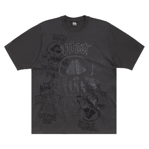 Stussy Skulls Tee Pigment Dyed 'Faded Black'