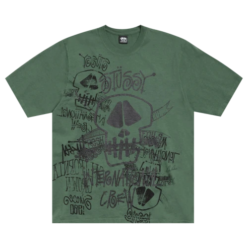 Stussy Skulls Tee Pigment Dyed 'Pine'