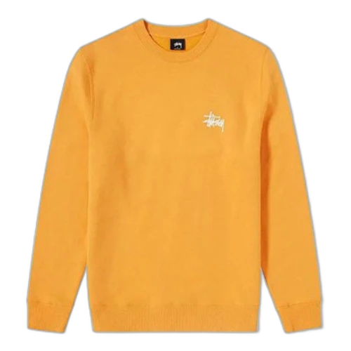 Stussy Unisex Basic Crew Logo Round-Neck Sweatshirt Orange/Yellow