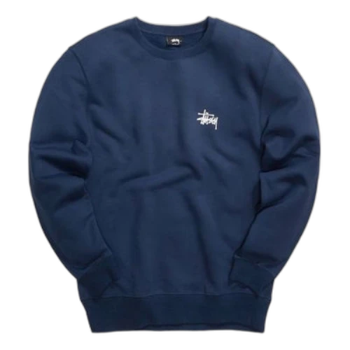 Stussy Unisex Basic Crew Round-neck Sweatshirt Blue