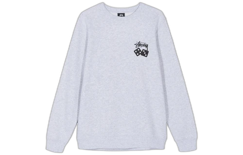 Stussy Dice Crew Round Neck Fleece Lined Unisex light grey