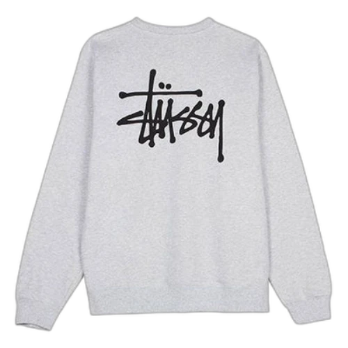 Stussy Basic Back Large logo Round Neck Long Sleeves Gray