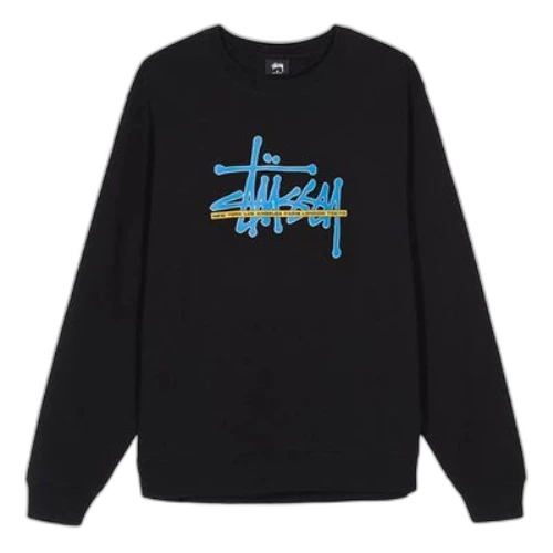 Stussy International Crew Classic Logo Round Neck Black