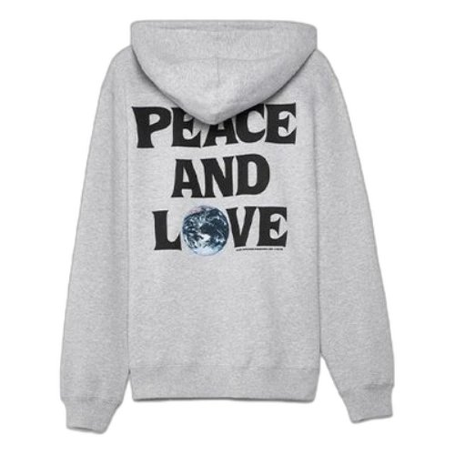 Stussy Love and Peace Back Printing Long Sleeves Unisex Gray