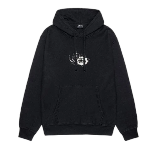 Stussy Pigment Dyed Mosaic Dragon Hoodie 'Black'