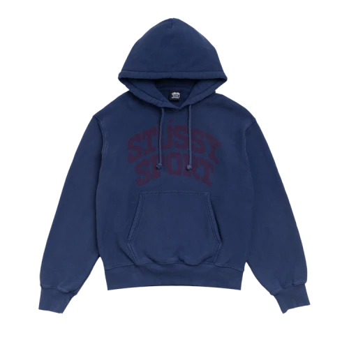 Stussy Block Sport Hoodie Garment Dyed 'Midnight'