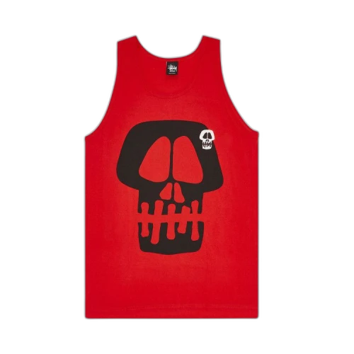 Stussy Jumbo Skull Tank Top 'Red'