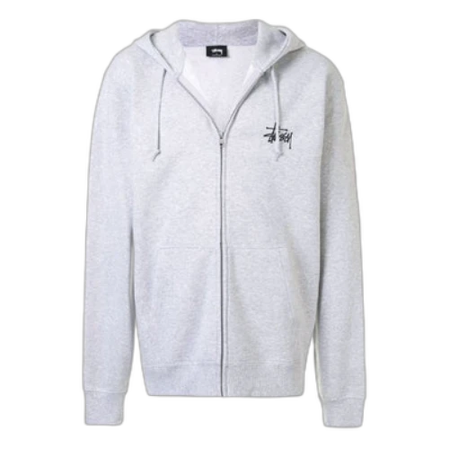 Stussy Printing Logo Zipper hooded Long Sleeves Jacket Gray