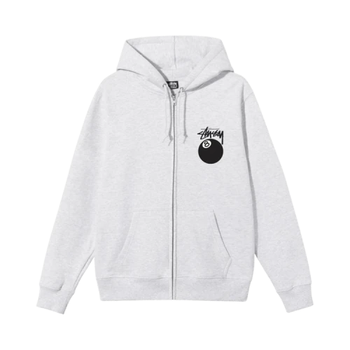 Stussy 8 Ball Zip Hooded Sweatshirt 'Ash Heather'