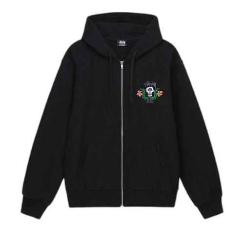 Stussy Skull Crest Zip Hoodie Black