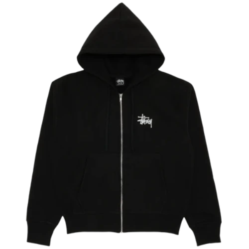 Stussy Basic Logo Zip Up Hoodie 'Black'