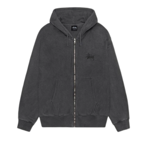Stussy Basic Zip Hoodie Pigment Dyed 'Black/Black'