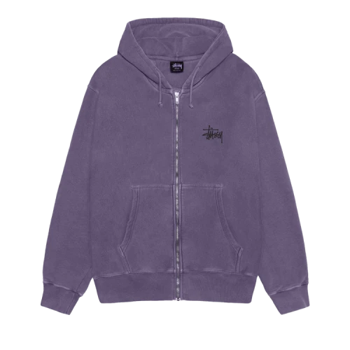 Stussy Basic Zip Hoodie Pigment Dyed 'Grape'