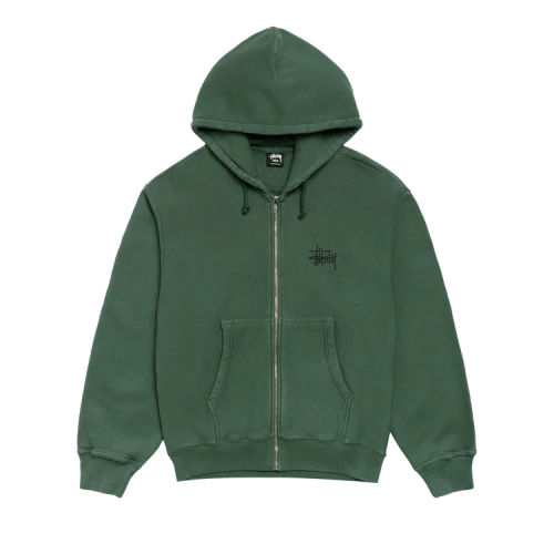 Stussy Basic Stussy Zip Hoodie Pine Pigment Dyed