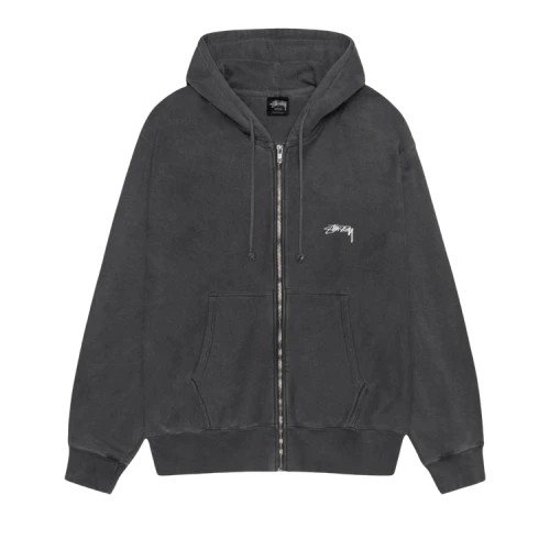 Stussy Smooth Stock Pigment Dyed Zip Hoodie 'Black'