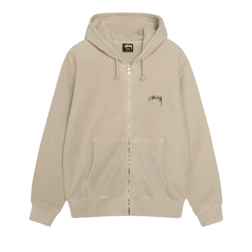 Stussy Smooth Stock Pigment Dyed Zip Hoodie 'Khaki'