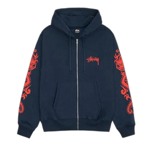 Stussy Dragons Zip Hoodie Navy
