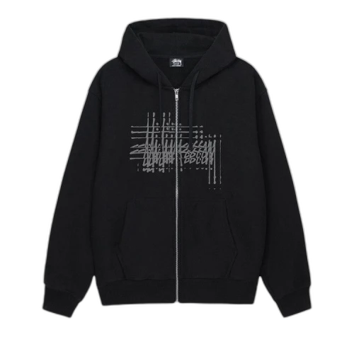 Stussy Refracted Zip Hoodie Black