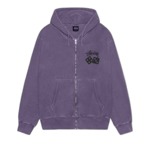 Stussy Dice Zip Hoodie Pigment Dyed 'Grape'