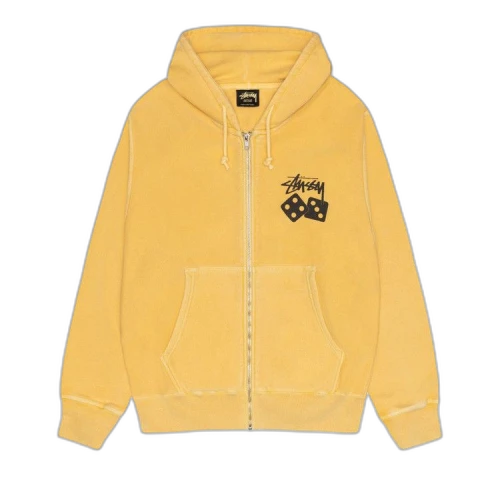 Stussy Dice Zip Hoodie Pigment Dyed 'Yellow'